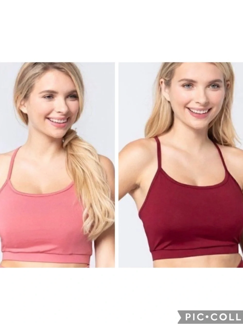 NWT - 2 Cami Bra Top Workout Criss Cross  Burgundy and Rose Pink -Size Large